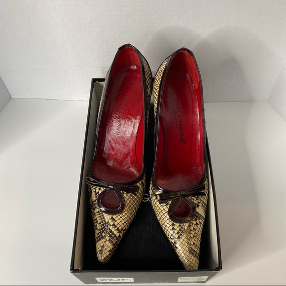 Dolce & Gabbana Beige & Brown Snakeskin Heels 6.5 - Picture 12 of 12